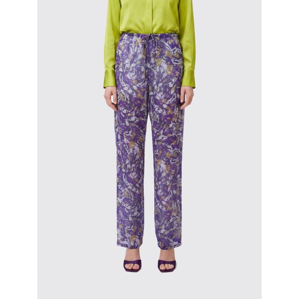 Dries Van Noten Straight-Leg Trousers In Abstract Print Viscose With High Waist